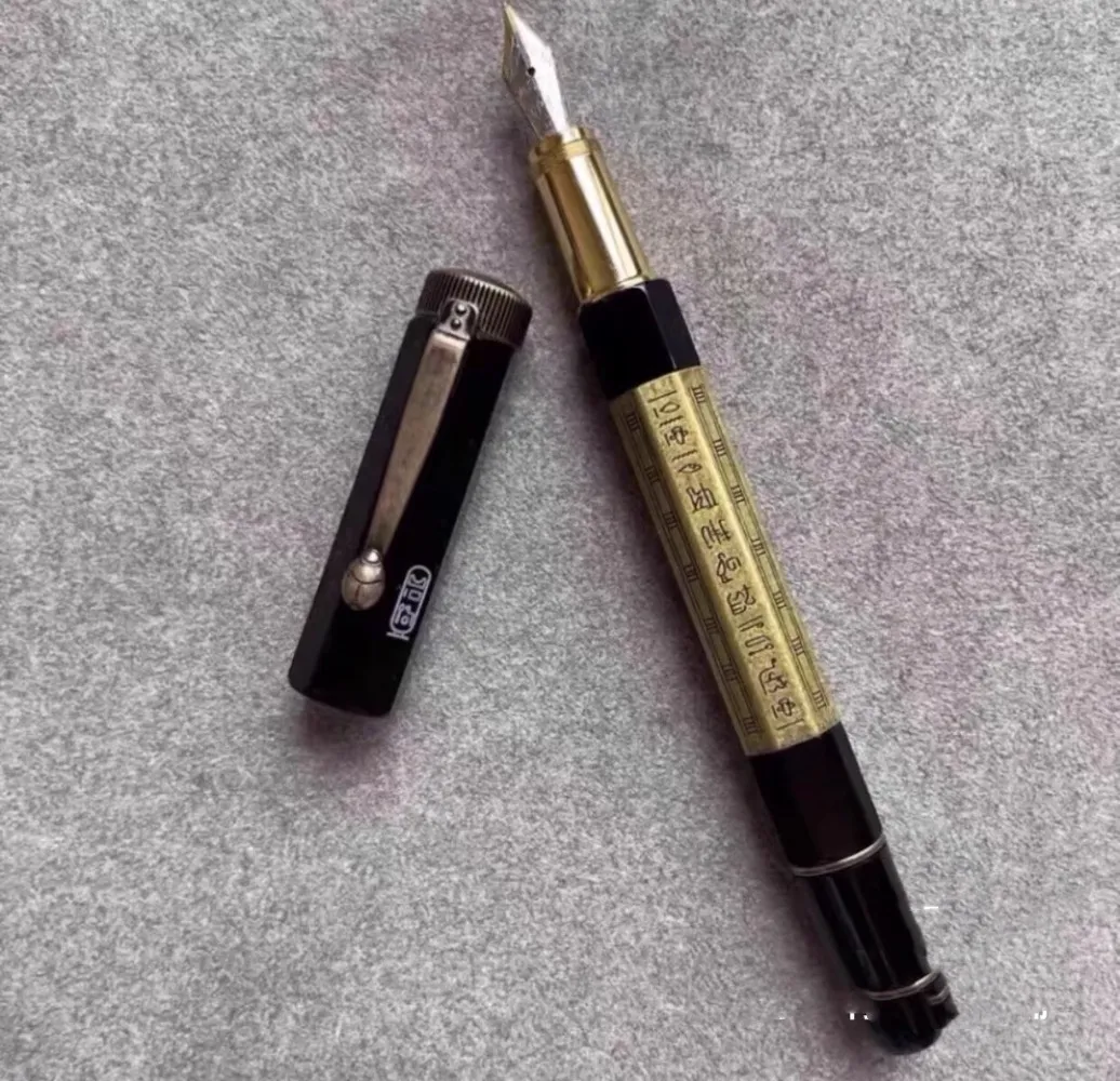 Vente en gros Proust Great Master Series - Stylo à encre à pistons Old Proust avec capuchon en métal, stylo rétro bicolore égyptien rond Heritage Series, stylo signature,_voghion.com