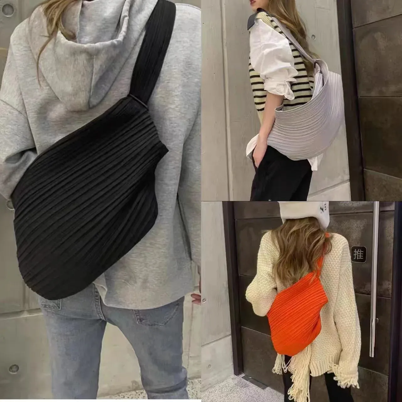 GVUW Modische, plissierte Messenger-Tasche für Damen, einfarbig, vielseitig, lässig, für den Außenbereich, Urlaubstasche, Simplicity 2024, 32C1131_voghion.com