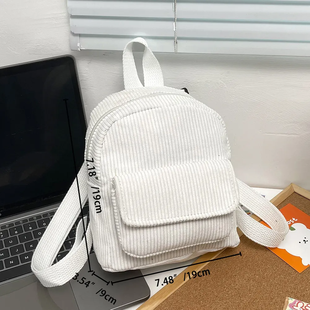 Fashion Women Mini Backpack Corduroy Solid Small Backpacks Simple Retro Casual Student Girls Bookbags Travel Pack_voghion.com