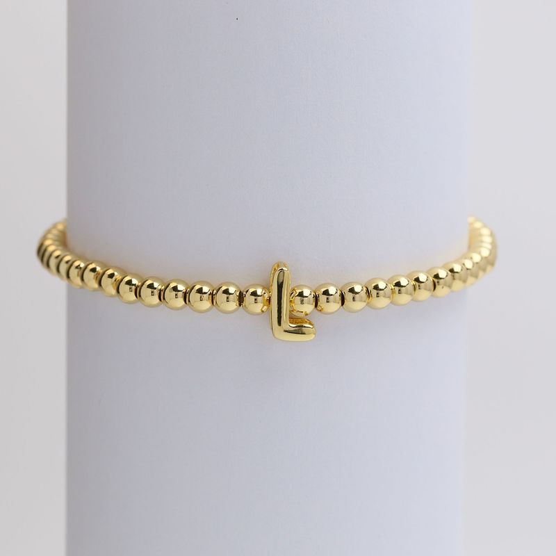 Copper Beaded Plating Letter Bracelets_voghion.com