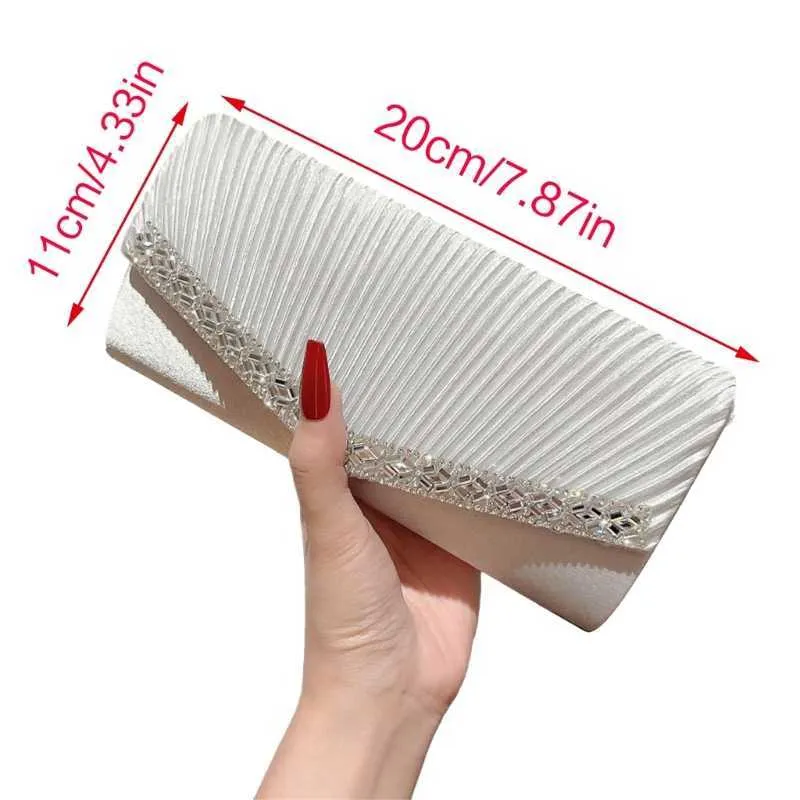 Stilvolle Damen Plissee Abend Clutch Handtasche Schulter Umhängetaschen Hochzeit Abschlussball Party Geldbörse mit Abnehmbarem_voghion.com