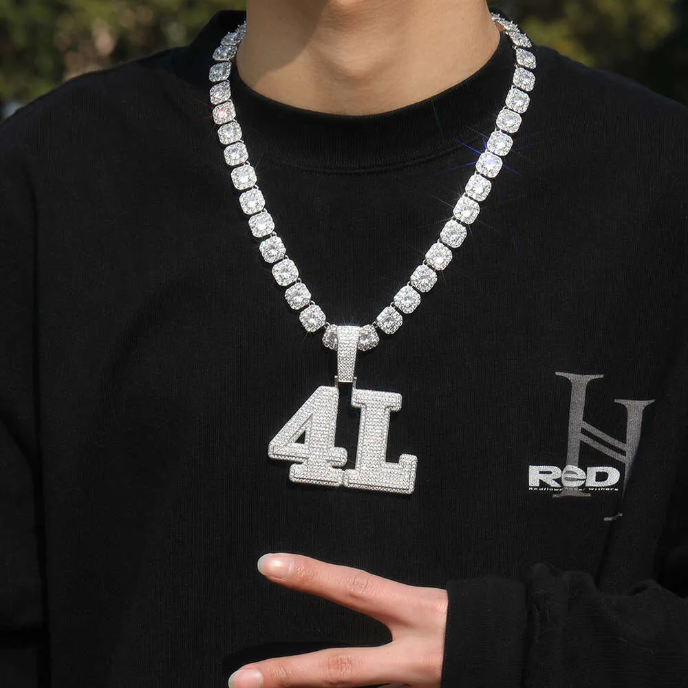 Collana Hip Hop fai da te con ciondolo a lettera numerica in diamanti, collana classica GRA moissanite, diamante, oro, argento sterling_voghion.com