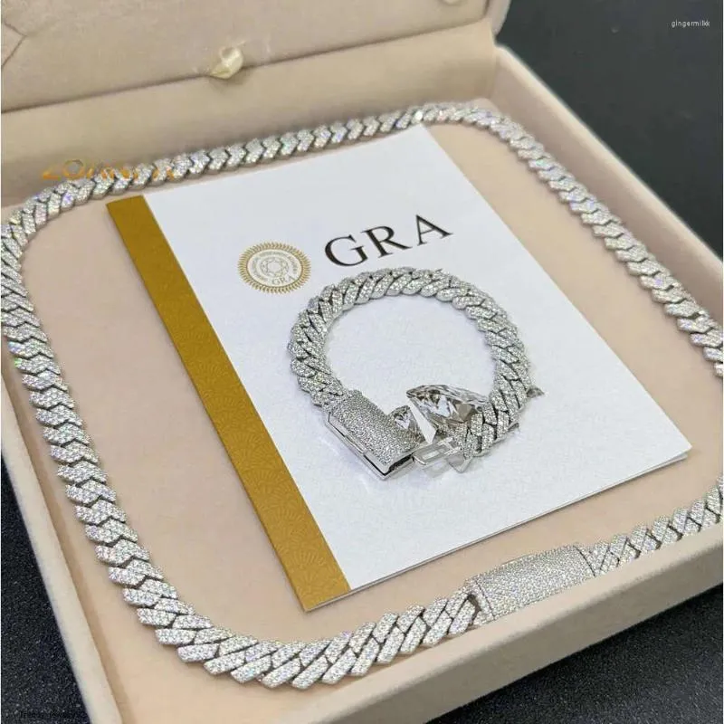 Choker Halskette Anhänger Halsketten Designer für Männer Edler Schmuck Hiphop Zirkon 14mm Silber Cuban Link Miami Kette_voghion.com