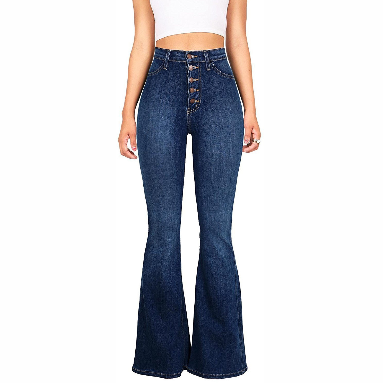 Women's Clothing Jeans Slim High Waisted Buttocks Flared Pants