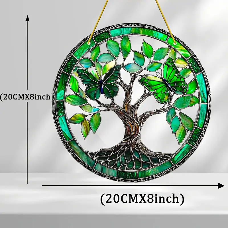 Emerald Butterfly Tree Of Life - 8" Acrylic Spiritual Art. Serene Decor For Meditation Spaces Or Mindful Gifts._voghion.com