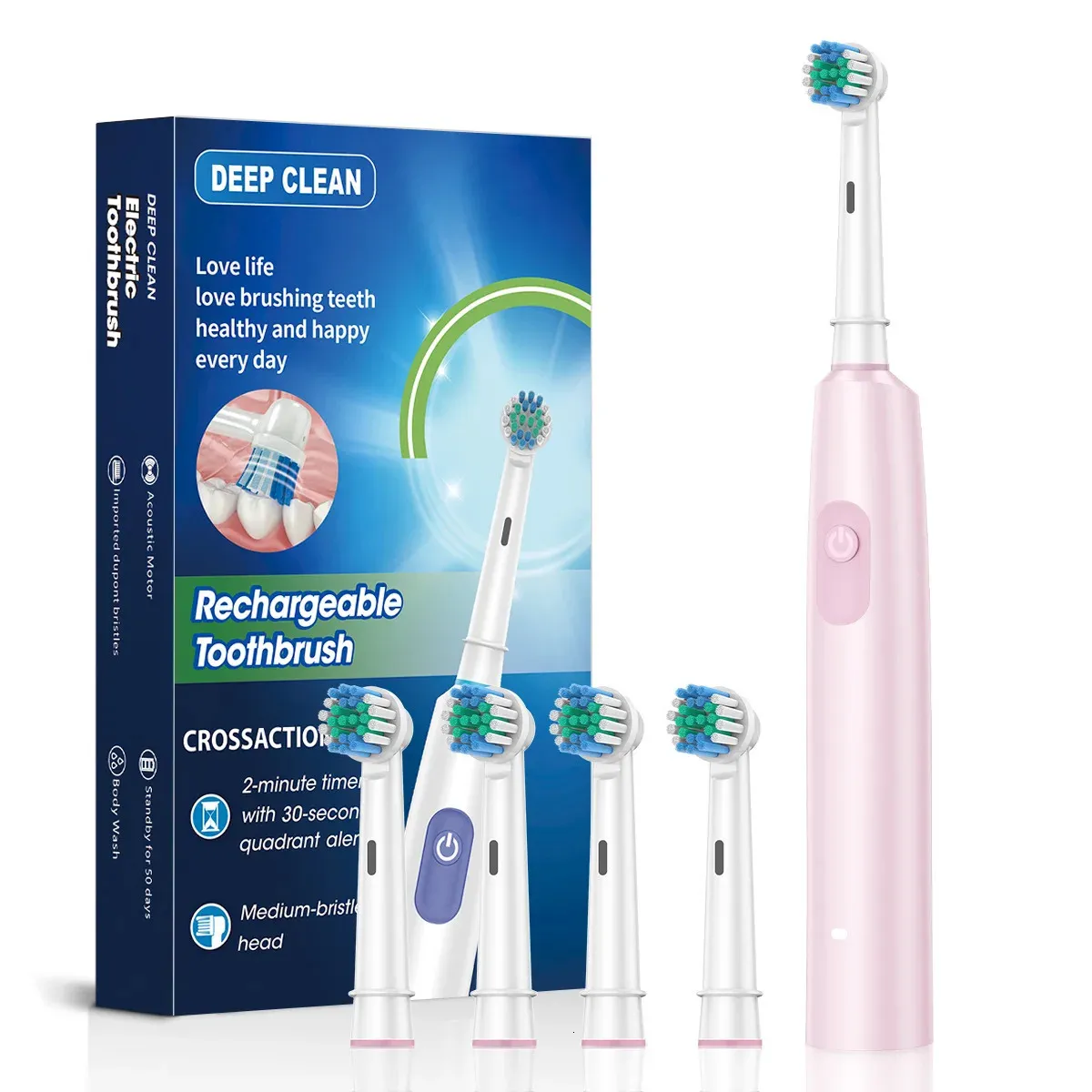 Electric Rotary Cleaning Teeth Waterproof Electronic Tooth Brush With Timer Rechargeable Toothbrush With 8 Head 250102_voghion.com