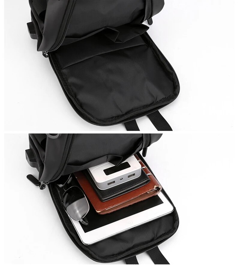 Mode Nylon Rucksack Daypack Männer Cross Body Brust Taschen Pack mit USB Lade Port Reise Männlichen Knapsack Rucksack_voghion.com