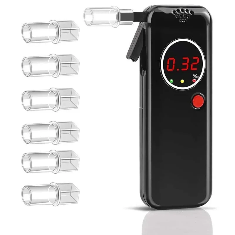 Portable Breathalyzer Digital Alcohol Tester With 6 Mouthpieces_voghion.com