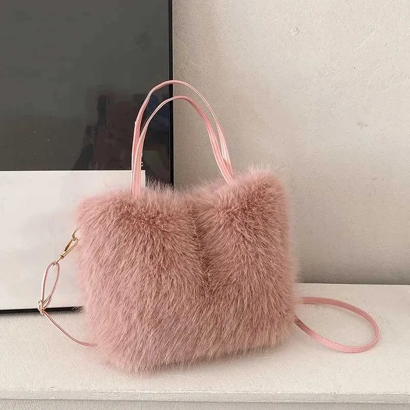 Designer Bag Artificial fur bucket plush design womens handbag soft winter cross body shoulder bag Bolsa Feminina 2025_voghion.com
