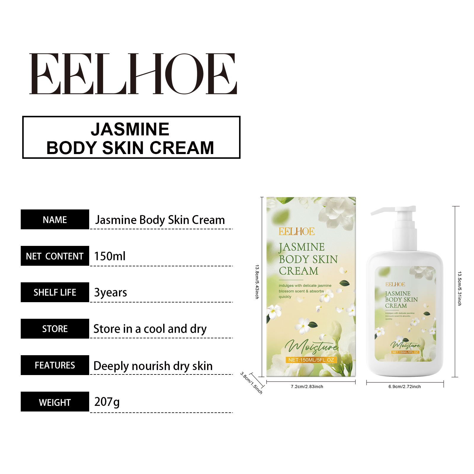 EELHOE Jasmine Moisturizing And Nourishing Body Lotion Moisturizes And Hydrates The Skin, Making It Smooth And Delicate_voghion.com