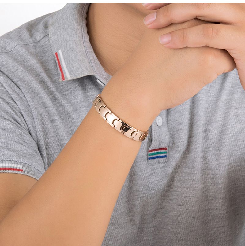 Bracelet d'équilibre énergétique en pierre d'onde lumineuse en titane et germanium pur, chaîne de thérapie magnétique pour la santé_voghion.com