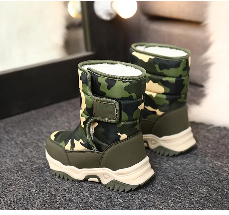 Winter Kids Plush Waterproof Fabric Non-Slip Girls Boys Rubber Sole Toddler Snow Fashion Warm Cutefeet Children Outdoor_voghion.com