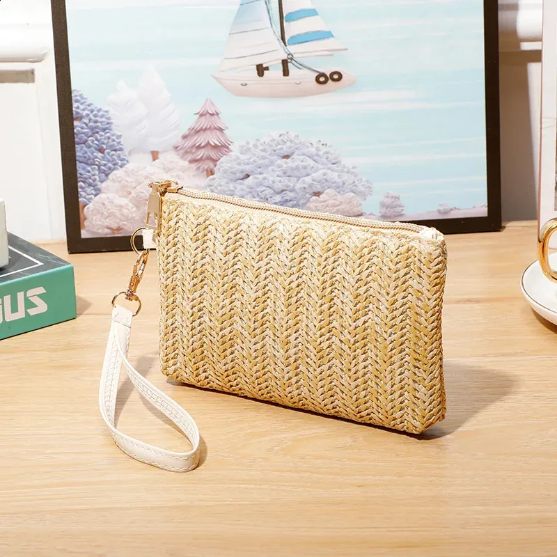 Mode Damen Armband Weben Tasche Frauen Täglich Geld Telefon Kupplung Stroh Woven Geldbörse Sommer Strand Brieftasche Bolsa_voghion.com