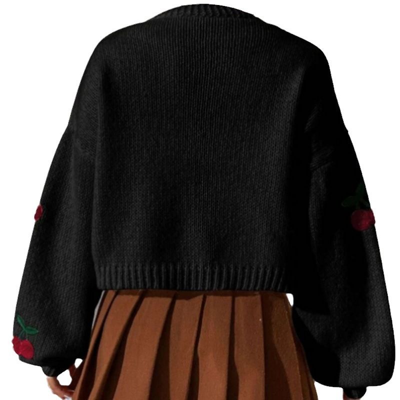 Abbigliamento da donna maglione ricamato senza bottoni capospalla casual ampio cardigan lavorato a maglia da donna_voghion.com