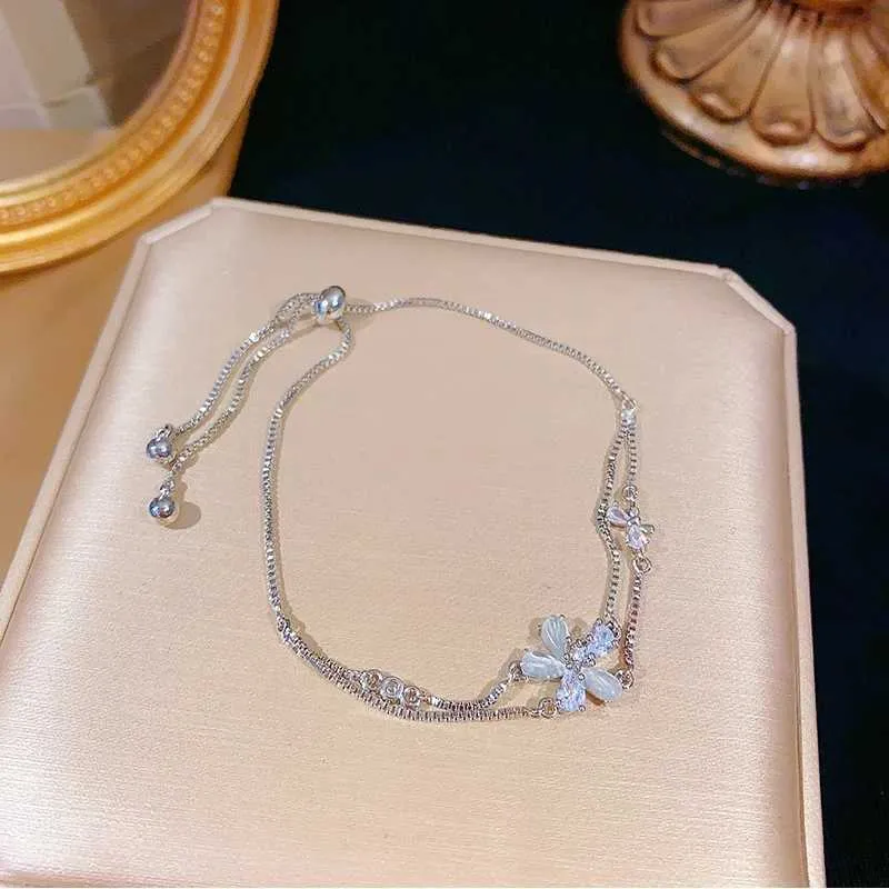Bracciale con charms in zirconia cubica da donna doppio strato_voghion.com