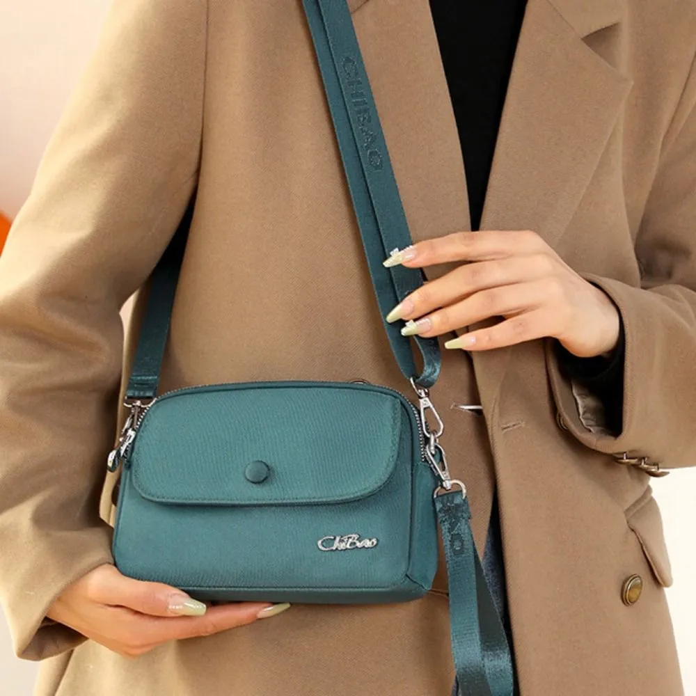 Borsa a tracolla impermeabile in tela spessa da donna, tinta unita, con tracolla, per la moda di mezza età_voghion.com