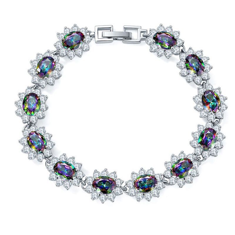 Braccialetto con pietre preziose colorate alla moda in zircone AAA coreano, gioielli da sposa_voghion.com