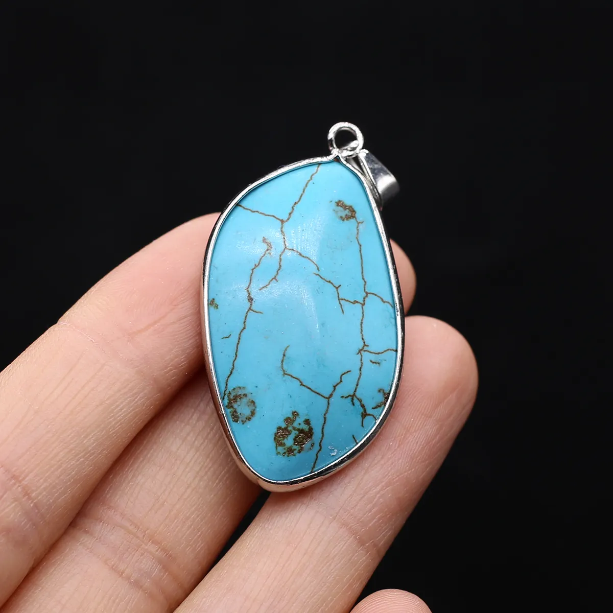 Collane con ciondolo in turchese naturale, forma irregolare, foglia trapezoidale, squisiti gioielli fai da te, collana e orecchino._voghion.com