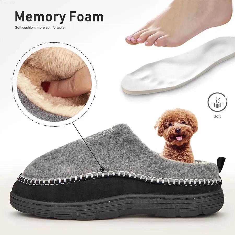 Scarpe da interno invernali comode e calde in memory foam con colori a contrasto, da uomo, per il tempo libero, modello Slider 241015_voghion.com