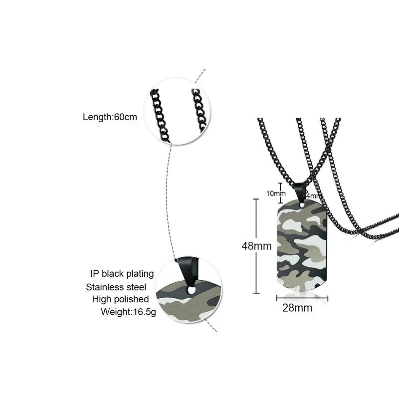 Modyle Coole Camouflage Dog Tag Halskette für Männer Edelstahl Soldat Armee Männlicher Kragen_voghion.com