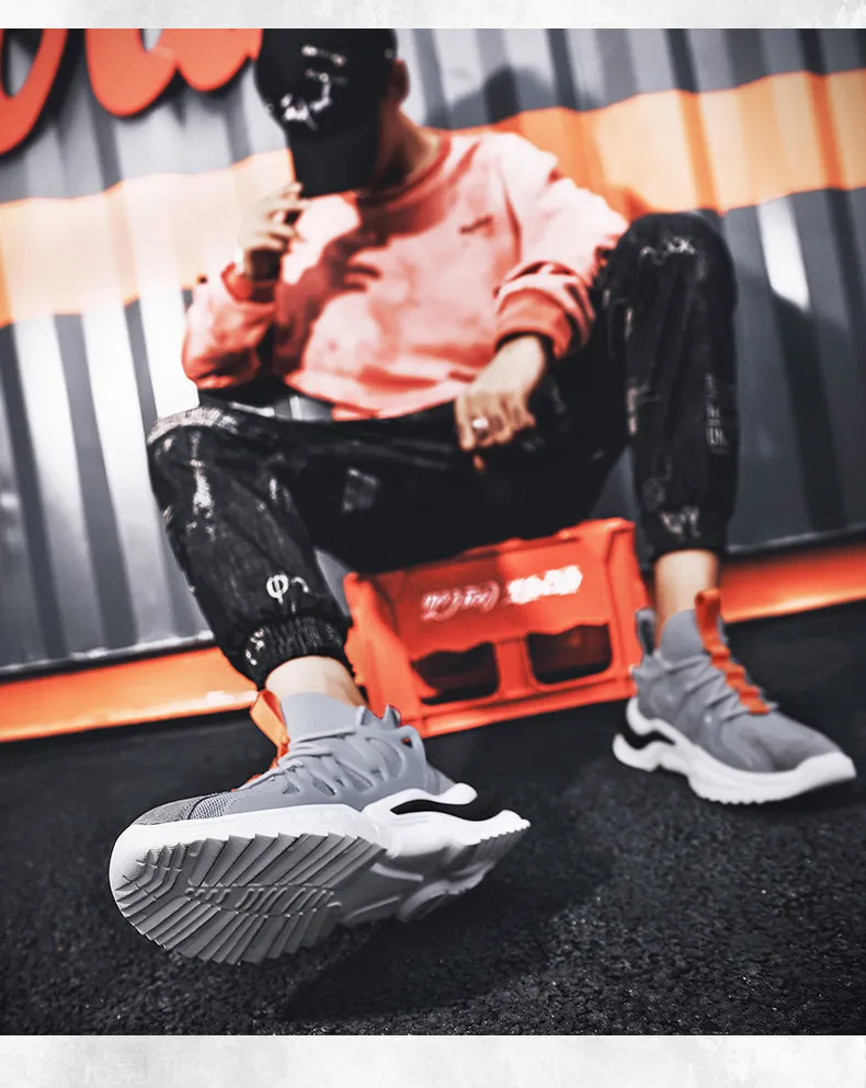 Zapatillas deportivas de malla para hombre, de suela gruesa, versátiles y de alta calidad, de talla grande, a la moda, color naranja, envío gratis._voghion.com