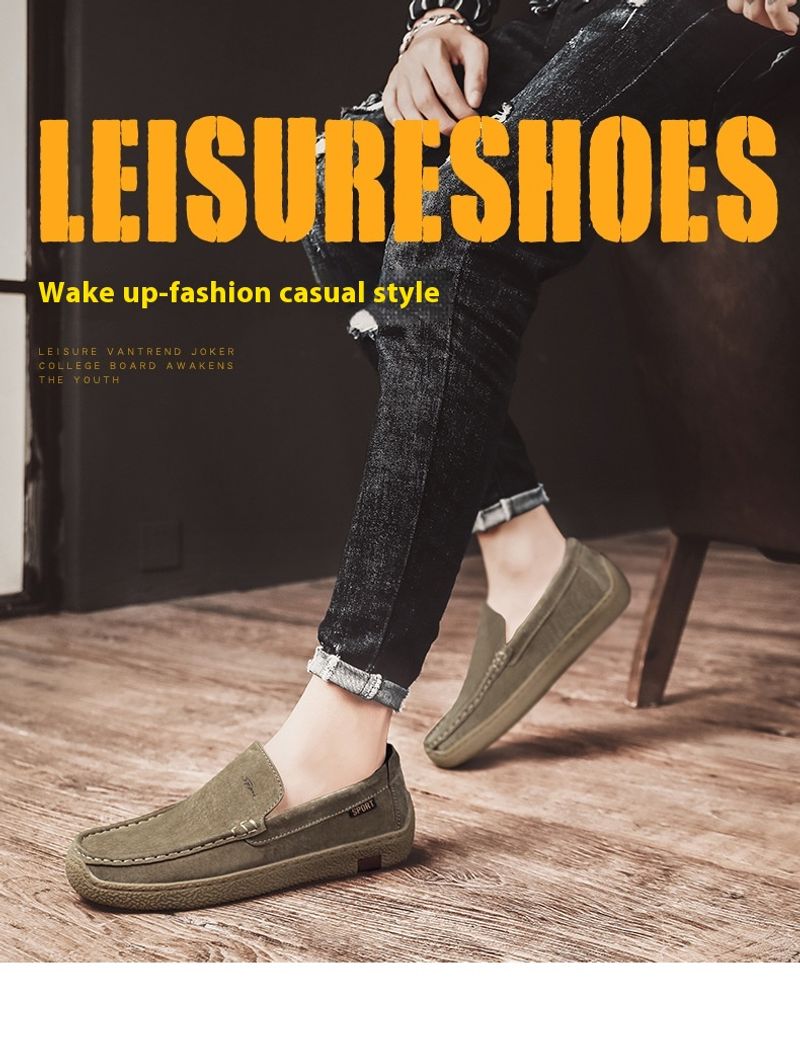 Men's Spring New British Style Lazy Kick on Lefu Trendy Driving Casual Leather Fashion Snail Shoes_voghion.com