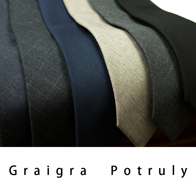 Small Men's Solid Color Coffee Gray 8cm Business Tie With Zipper_voghion.com