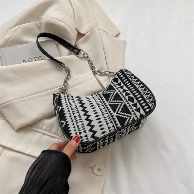 Embroidery Ethnic Style Canvas Fashion Handbag Print Printing Shoulder Bag Large Capacity Portable Shopping_voghion.com