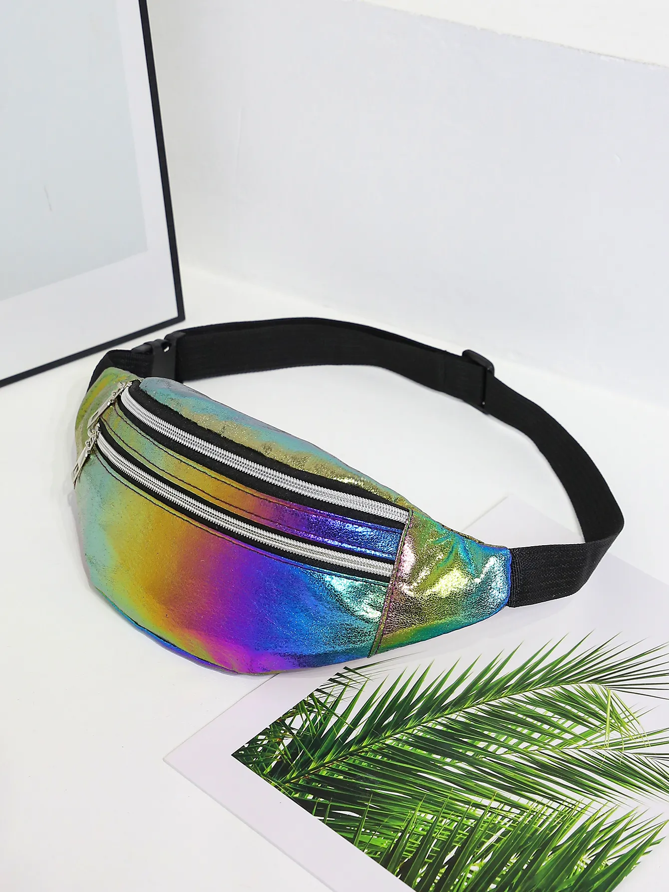 Marsupio con ologramma laser a colori sfumati, marsupio a tracolla, borsa da viaggio, per camminare, correre, escursioni, ciclismo, sport_voghion.com