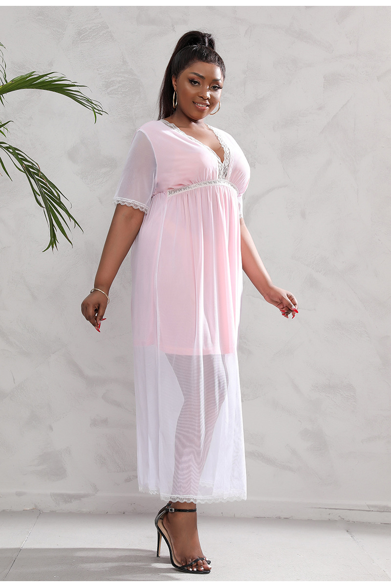 Frauen mesh spitze hause kleidung große größe nachthemd sommer fett mm Französisch kleid_voghion.com
