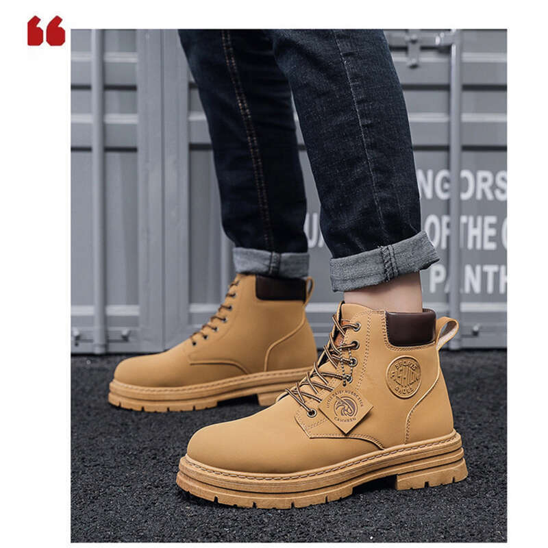 2024 Herbst Neue Atmungsaktive High Top Martin männer Koreanische Ausgabe Vielseitige Anti Rutsch Arbeitskleidung Kurze Stiefel_voghion.com