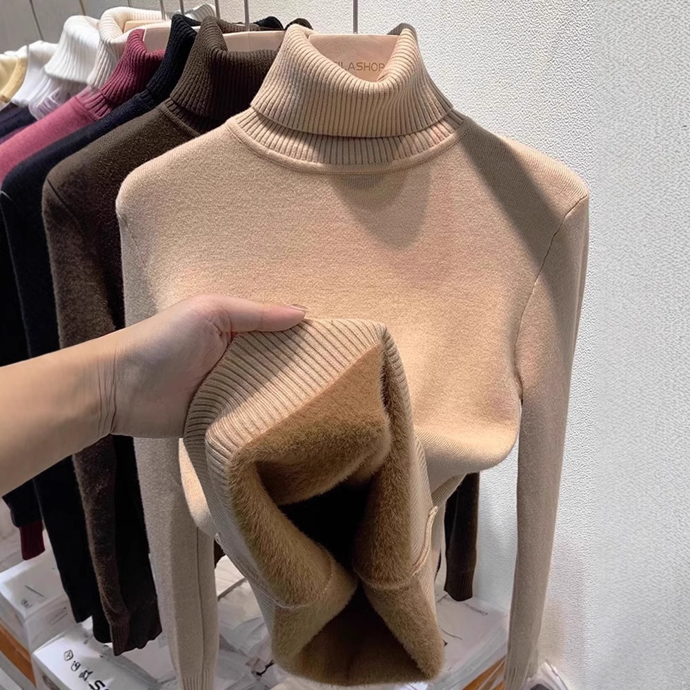 Women’s Clothing Plus Velvet And Thickening Autumn And Winter New Style One Piece Mink Velvet Inner Top Bottoming Shirt For Women Winter Thick