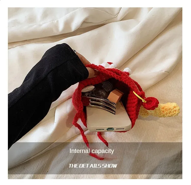 Semplice e carina borsa a tracolla casual versatile in maglia natalizia infantile 2024 tendenza moda di nicchia 240912_voghion.com