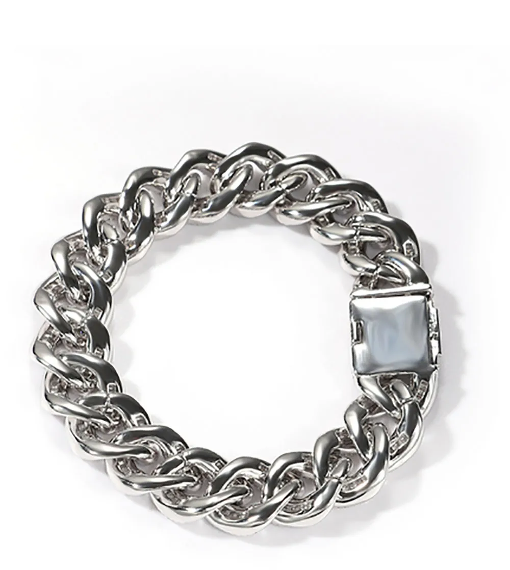 New Style 15MM Baguette Cuban Link Iced Out Braces 14k White Gold Icy Cubic Zirconia Jewelry 7inch 8inch Hiphop_voghion.com