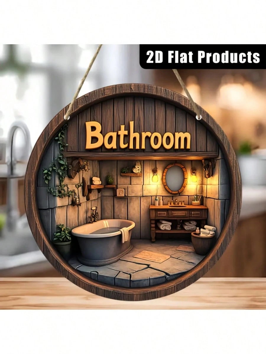 Rustikale Holz Badezimmer Wanddekoration,Heimdekoration, Stromloses Badezimmer Wandkunst| Dekorative Wandbehänge, Badezimmer Dekoration_voghion.com