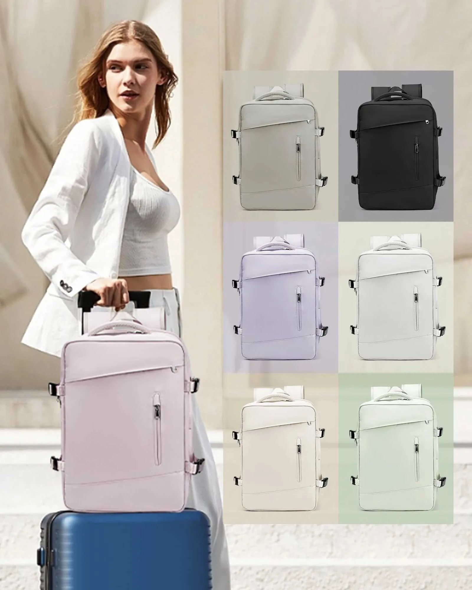 Womens Suitcase Cabin Aircraft Ryanair 40x20x25 Airplane Travel Bag Men Laotop Backpack Wizzair Carry OnC241031_voghion.com