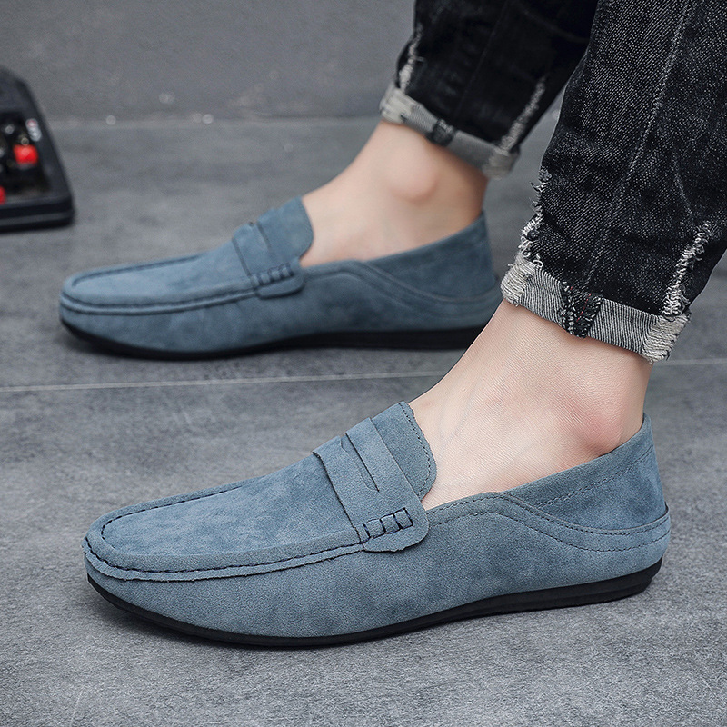 Men’s Shoes Spring New Loafers Men's Shoes Moccasins Suede Trendy British Lazy One Step Half Slip Driving Shoes_voghion.com