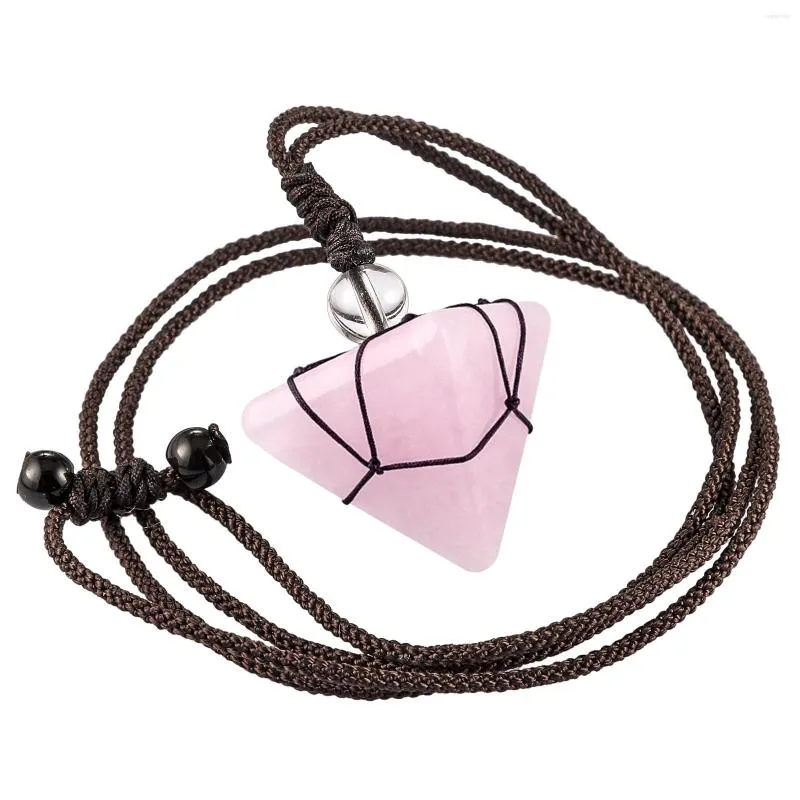 Ogrlice z obeski Healing 7 Chakra Crystal Stone Ogrlica iz naravnih dragih kamnov v obliki piramide z nastavljivo vrvico Ženske Moški_voghion.com
