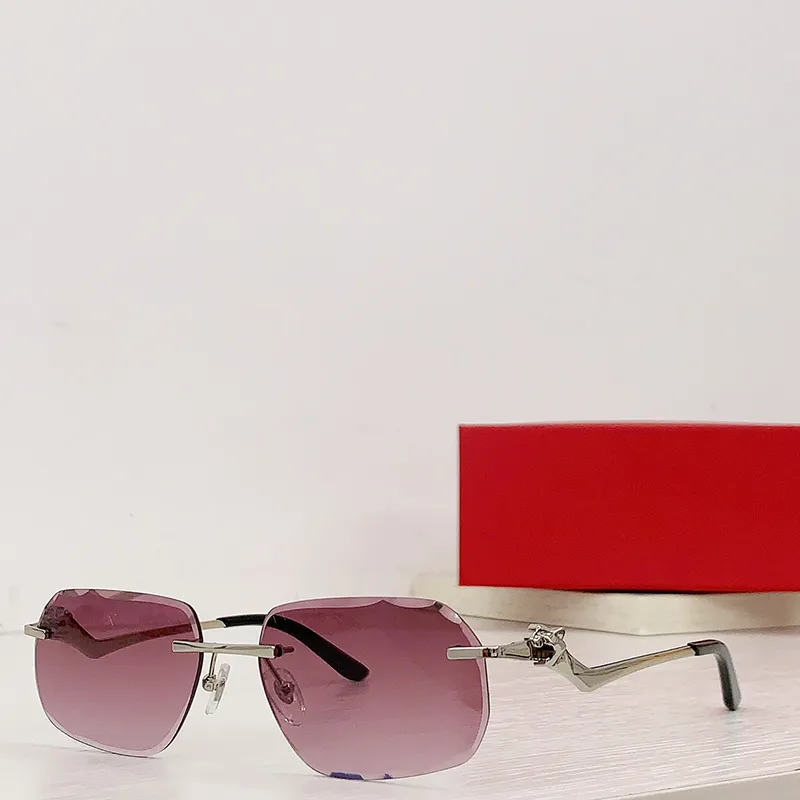 sunglasses men designer CT01200 Leopard Head Composite Metal Rimless Optical Frame Classic Rectangle Square gold_voghion.com