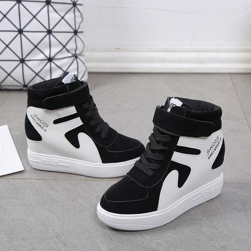 Chaussures compensées sexy pour femmes, chaussures de sport à semelle épaisse et haute, baskets montantes pour femmes