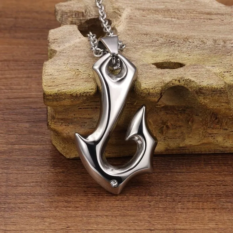 Collane con ciondolo, collane con amo da pesca, collane vichinghe con forma speciale, accessori per gioielli in metallo da uomo_voghion.com