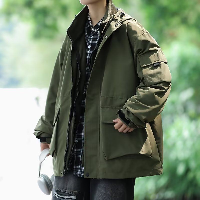 Funktionale zweiteilige Arbeit für Herren Frühling Herbst Outdoor Bergsteigen und Laden Windjacke lose lässig_voghion.com
