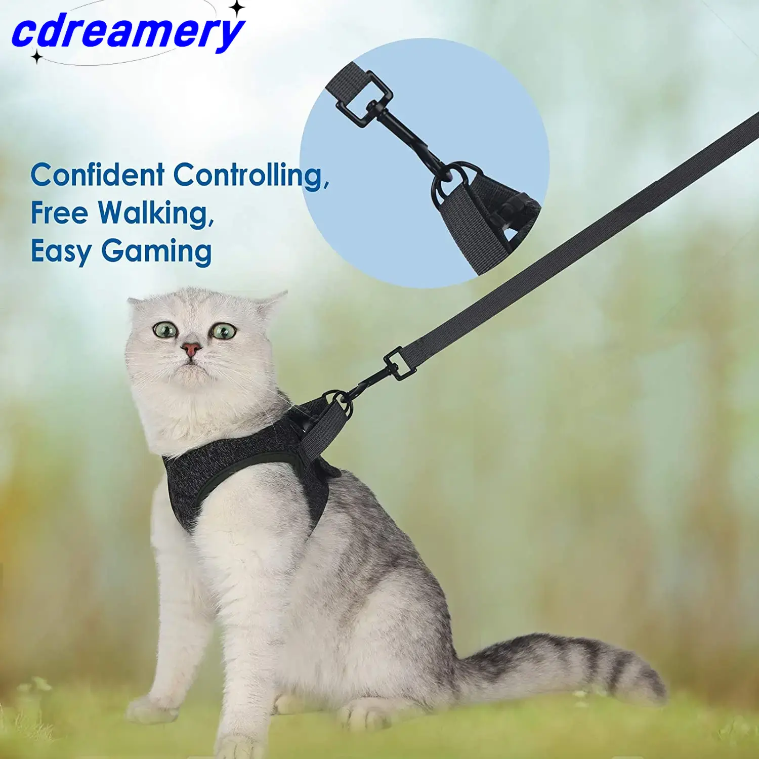 Cat Harnesses And Belts, Soft Vest Harnesses For Walking Escape Proof, Breathable Reflective Strip Jackets For Cat Accessories_voghion.com