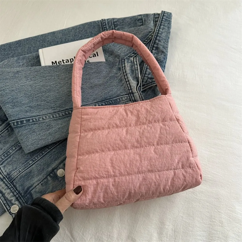 Borsa a tracolla imbottita quadrata trapuntata in nylon con spallacci larghi, imbottita sottobraccio, leggera in tela, borsa a mano per la scuola_voghion.com