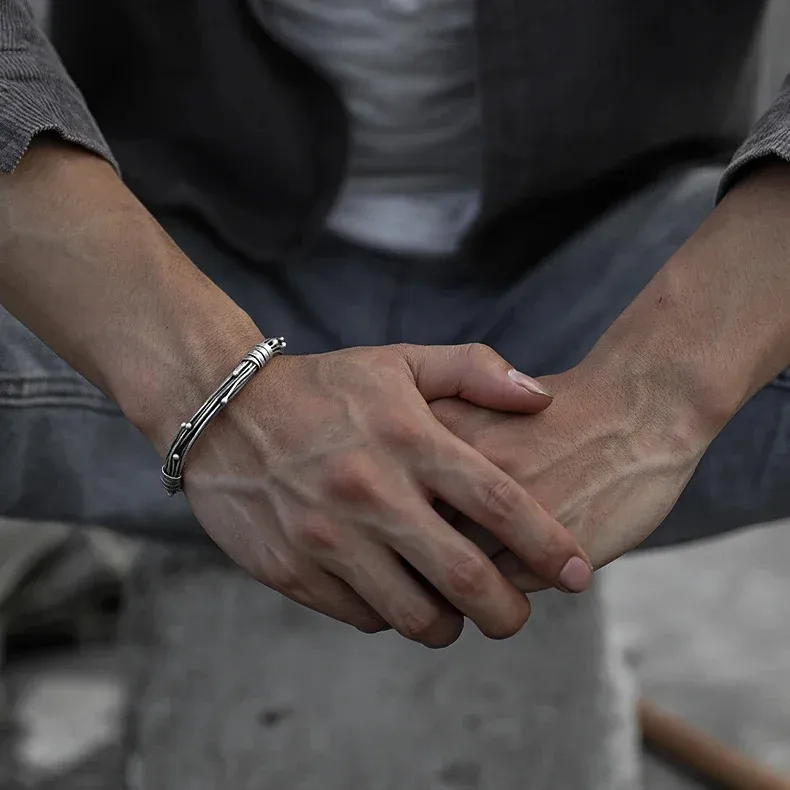 Color Handmade Woven Retro Personalized Silk Opening Bracelet for Mens Bangles Fashion Jewelry 240710_voghion.com