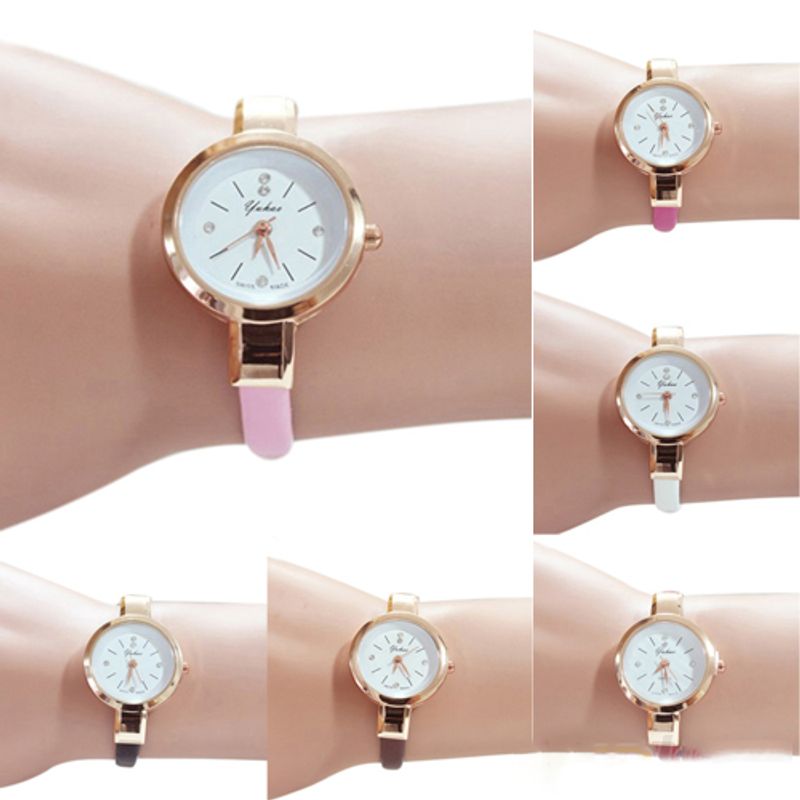 Yamaler - Orologio da polso analogico al quarzo con cinturino sottile e sottile in ecopelle con strass da donna_voghion.com