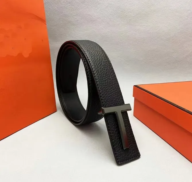 Designer Tom Women's Belt Letter Men's Plain Smooth Buckle Gold Business Belt_voghion.com