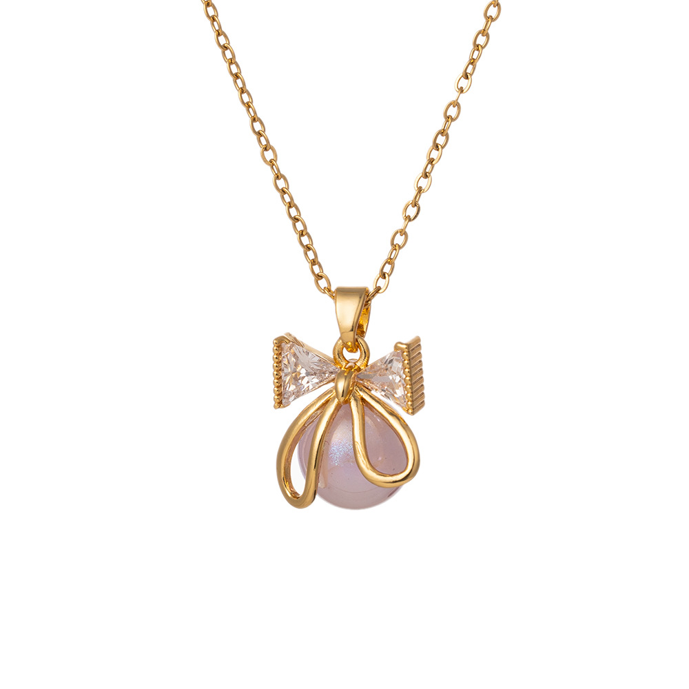 Collar con perlas de colores y cadena dorada para mujer_voghion.com