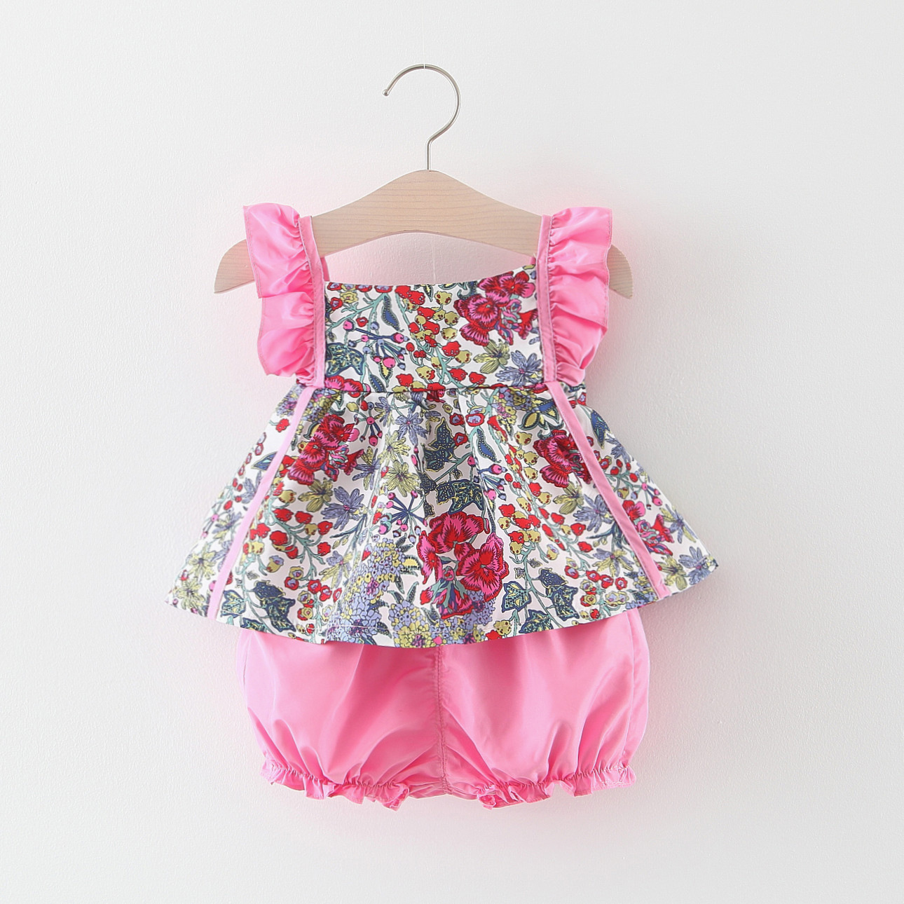 Baby Girl Set 2 Stéck Kannerkleeder 6-24 Méint Summer Blumendruck Tops Mat Shorts Kostüm_voghion.com