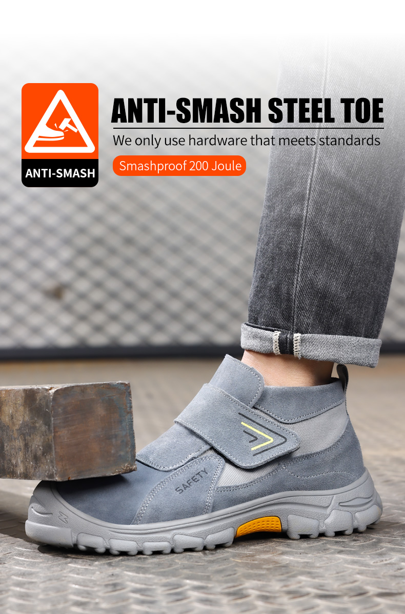 Zapatos de seguridad para soldador GUYISA con puntera de acero, antiescaldaduras, ignífugos, color gris 3027GY, tallas 37-46_voghion.com